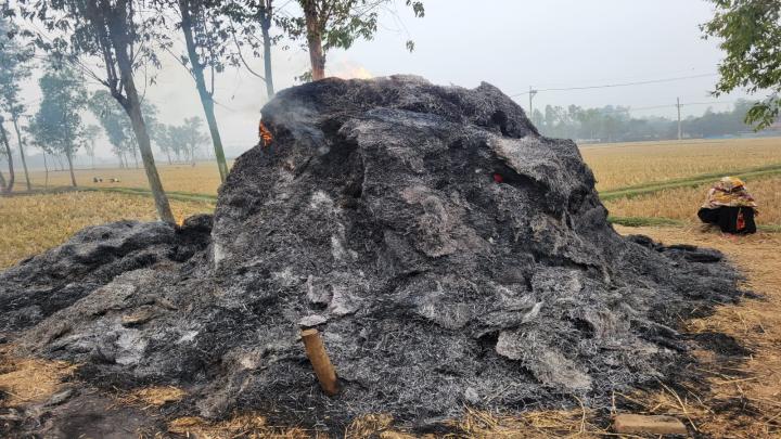 শেরপুরে পৃথক স্থানে খড়ের পালায় আগুন: পুড়ে ছাই ৩৭ বিঘা জমির খড়, দিশেহারা দুই কৃষক